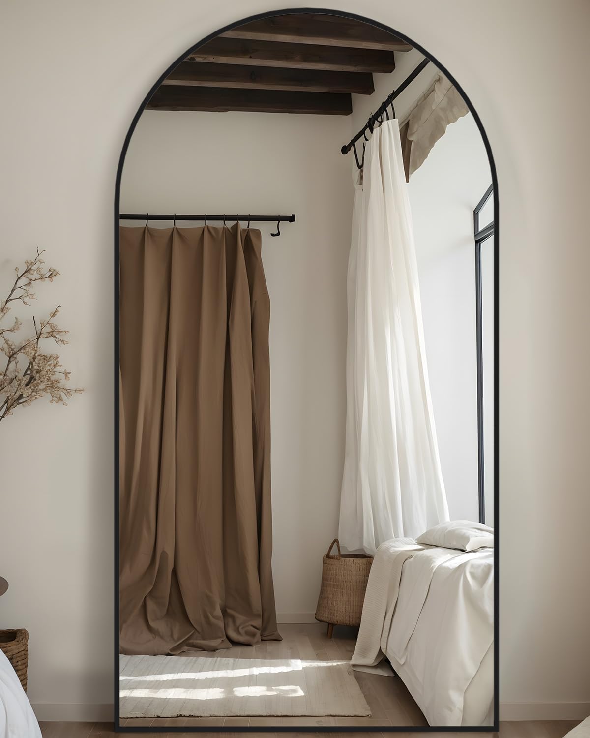 Full Length Mirror, 76"x34" Arched Floor Mirror Freestanding, Oversized Floor Standing