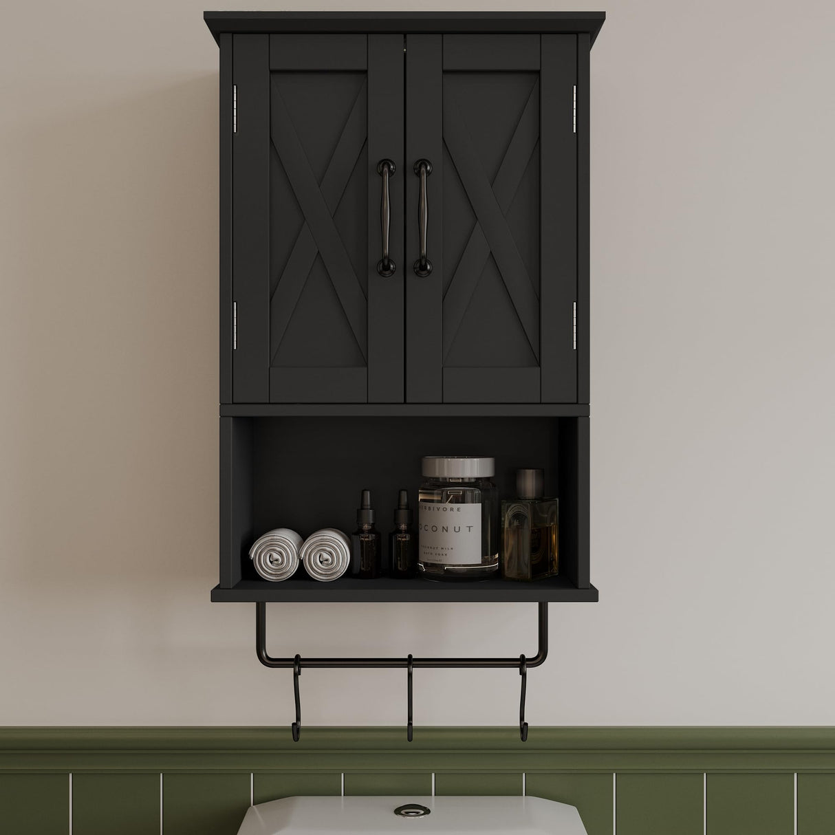 Farmhouse Medicine Cabinet, Bathroom Wall Cabinet with Adjustable Shelf