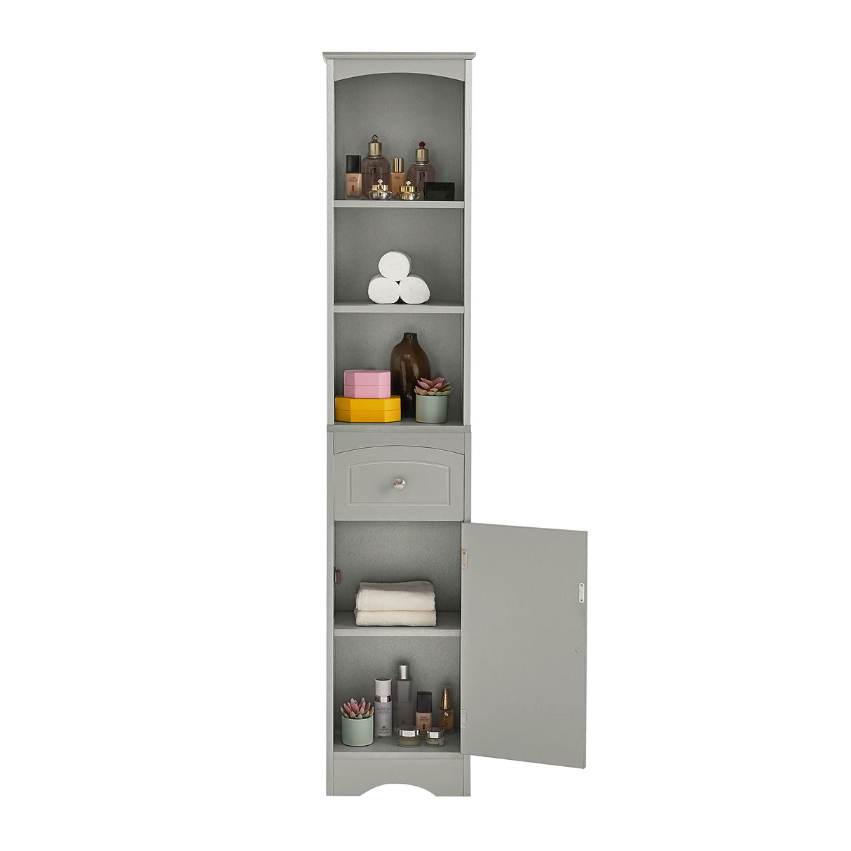 Freestanding Storage Cabinet with Drawer, Adjustable Shelves and Door,