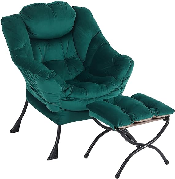 Modern Chair with Folding Footrest Lounge Accent Chai