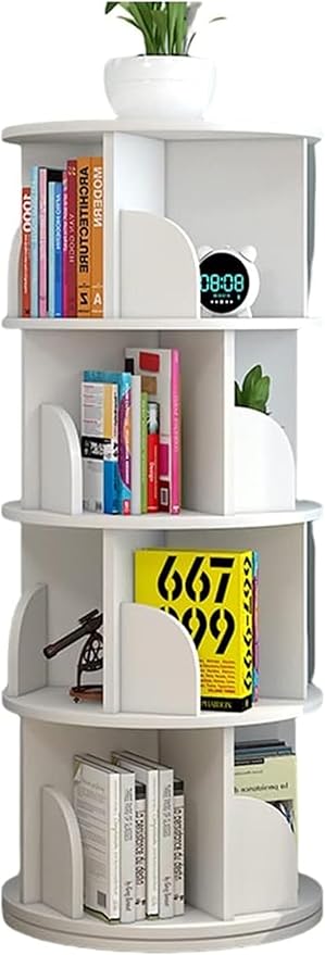 Rotating Bookshelf, Revolving Bookcase, 360°Floorstanding Corner Shelf