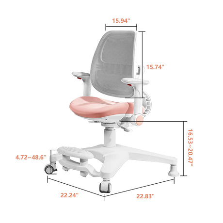 Kids Study Desk and Chair, Wooden Height Adjustable Ergomonic Children Reading