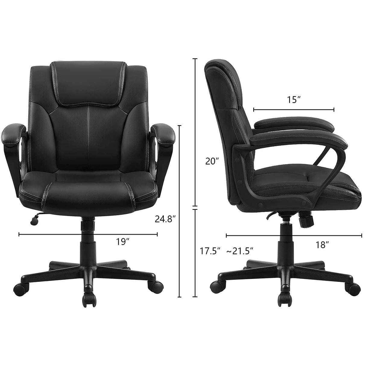 Executive Office Chair Swivel Task Seat with Ergonomic Mid-Back, Waist Support