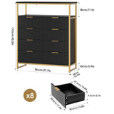 8-drawer Dresser, 45.2" Tall Dresser with Open Shelf, White Dressers & Chest of Drawers