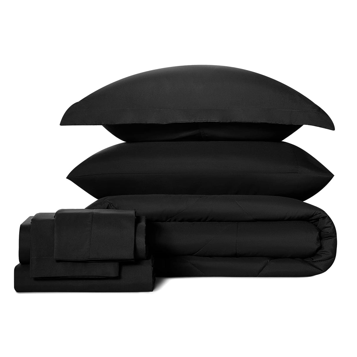Twin XL Size Comforter Set 5 Pieces Black Twin Extra Long Bed in a Bag for College Dorm