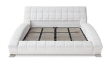 Adonis White Tufted Leather Platform Bed - King