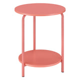 OSP Home Furnishings Elgin 2-Shelf Round Metal Accent Table, Coral