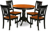 ANPL5-BLK-W 5 Piece Kitchen Set Includes a Round Dining Room Table with Pedestal and 4 Solid Wood Seat Chairs,