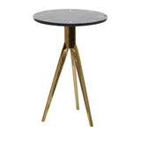 Aluminum Accent Table with Black Marble Top, 15" x 15" x 22", Gold