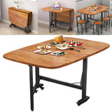 Multifunction Table Drop Leaf Dining Table - 47" Solid Wooden Foldable Kitchen Table