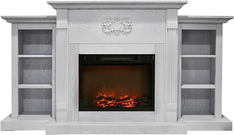 Sanoma 72'' Electric Multi Color LED Fireplace with Charred Log Insert