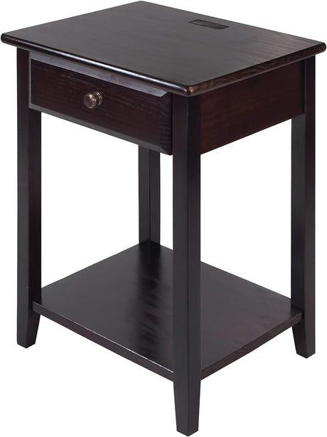 Night Owl Nightstand with USB Ports-Warm Brown