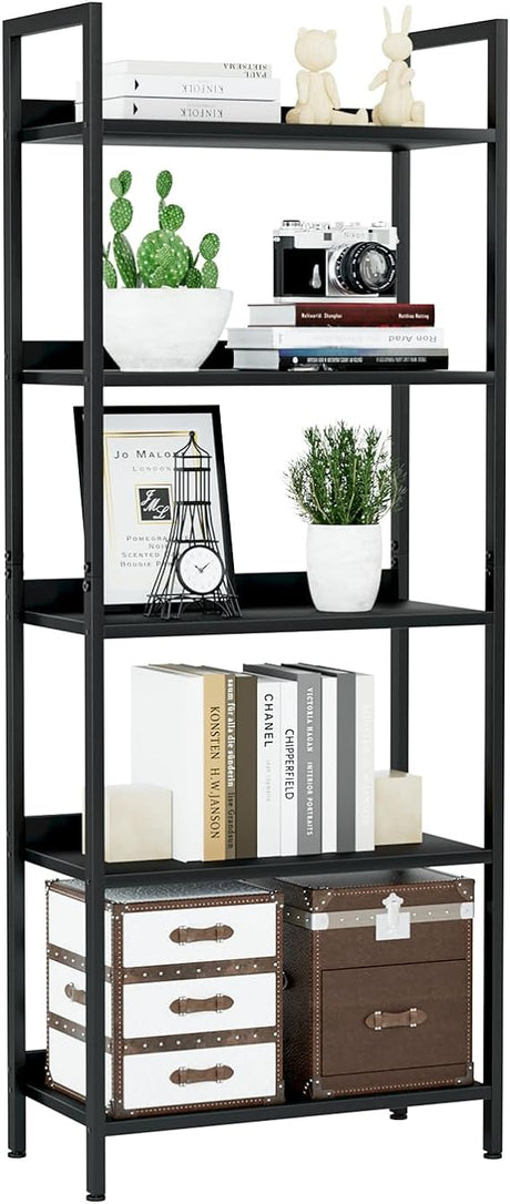 Bookshelf, 5 Tier Bookshelves, Home Office Bookcase Shelf Storage Organizer