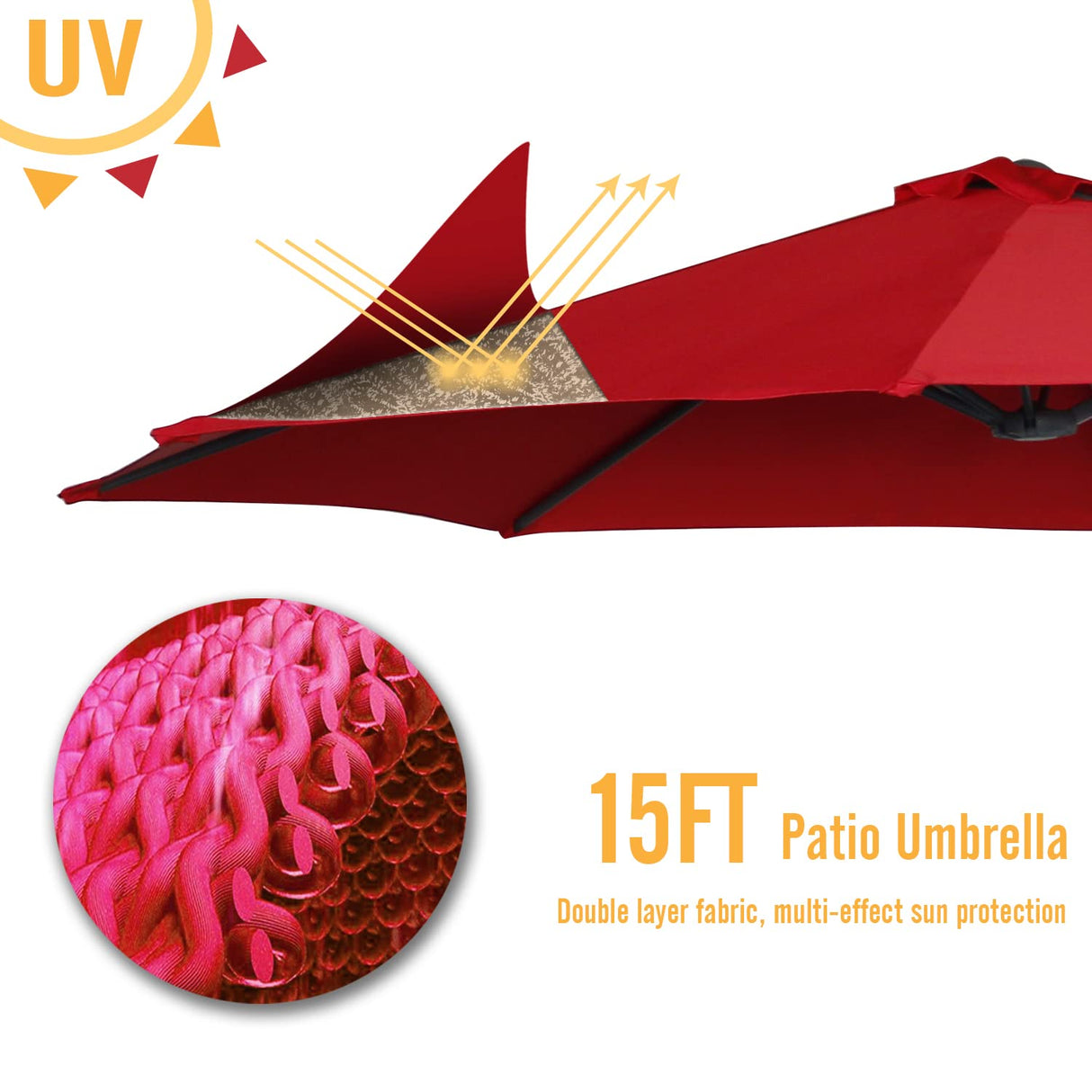 15x9ft Double-Sided Patio Umbrella Outdoor Market Umbrella Large Umbrella