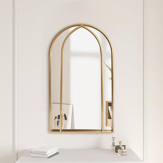 Vanity Wall Mirror Home Decorative Mirror, Gold Arched Mirror