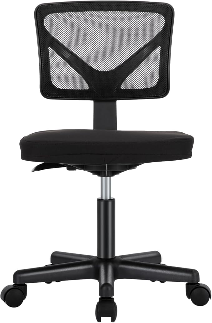 Armless Desk Chairs, Ergonomic Low Back Computer Chair No Arms, Adjustable Rolling Mesh Task Work Swivel Chairs