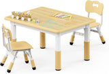 Kids Table and 2 Chairs Set, Height Adjustable Toddler Table and Chair Set, Graffiti Desktop