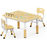 Kids Table and 2 Chairs Set, Height Adjustable Toddler Table and Chair Set, Graffiti Desktop