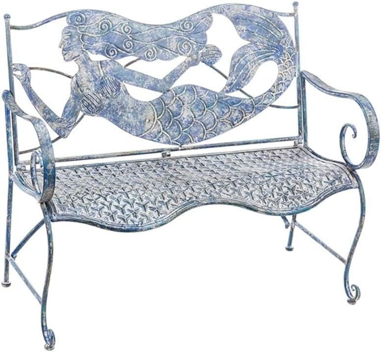 Mermaid Garden Bench for Outdoors | Outdoor Benches Weatherproof | Metal Bench