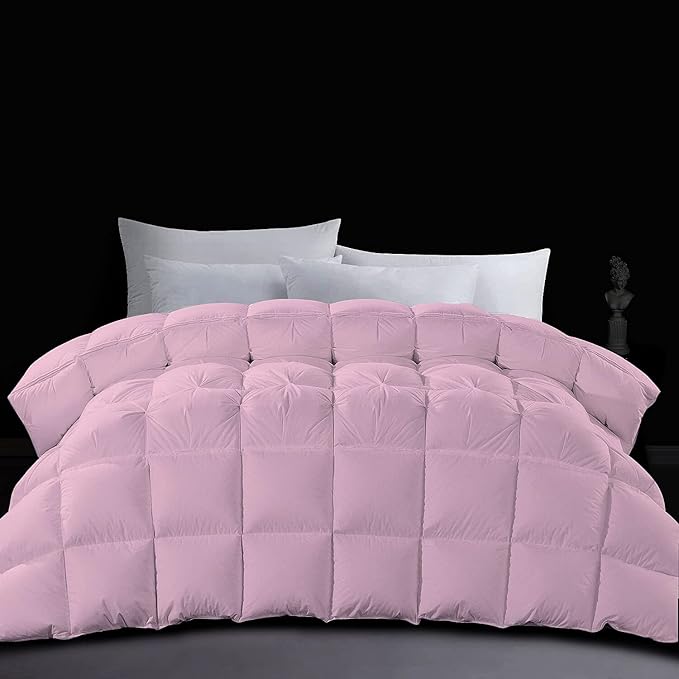 Down Comforter Yellow Oversized Queen Size,100% Soft Cotton 500 GSM Fill Power