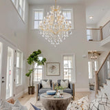 Large Gold Chandelier Light Fixtures - 24 Lights, 3 Layers Modern Crystal Chandeliers