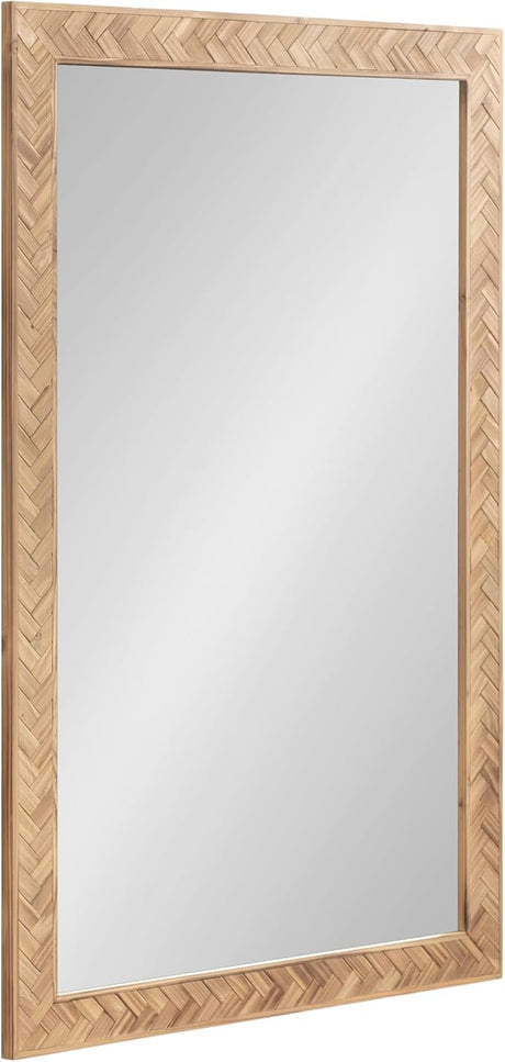 Braywood Modern Pieced Wood Rectangle Mirror, 24 x 36, Rustic Brown