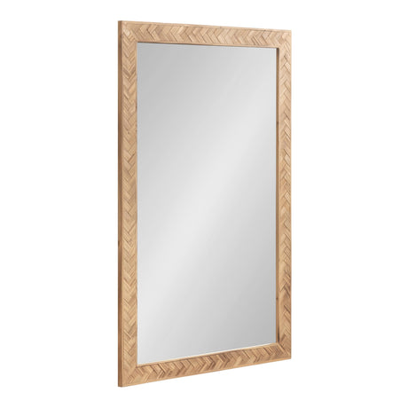 Braywood Modern Pieced Wood Rectangle Mirror, 24 x 36, Rustic Brown