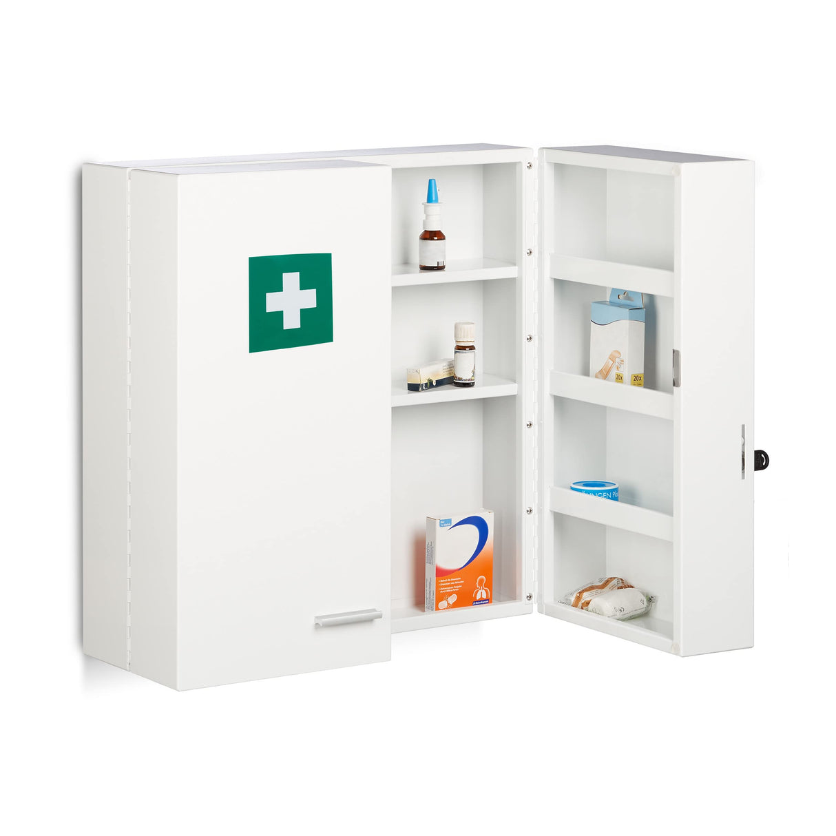 Medicine Cabinet Lockable 11 Compartments Steel 53 x 53 x 21.5 cm Double Door Medicine