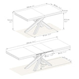 Emma 63(94,5) x35,4 in Extendable Table, Rustic Oak with White Crossed Legs