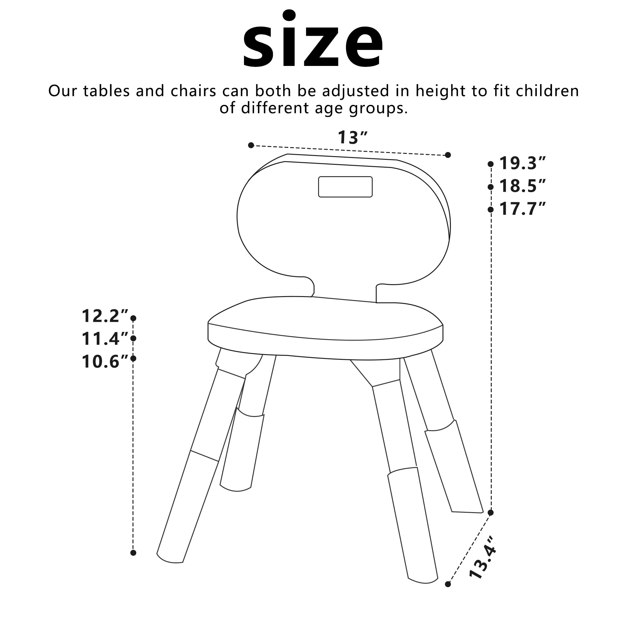 3 Level Height Adjustable Kids Chairs Plastic Preschool Chair Durable
