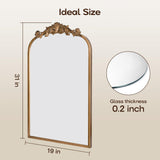 19" x 31" Gold Baroque Arched Wall Mirror