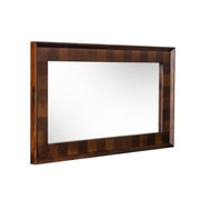 CID 43 Inch Modern Wall Mirror, Molded Frame, Dark Dual Tone Brown