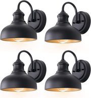 7 Inch Outdoor Gooseneck Barn Lighting Black Exterior Porch Door Light Fixture with Brass