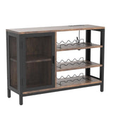 Wine Bar Cabinet with Power Outlets, Industrial Coffee Bar Cabinet for Liquor