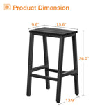 26 Inch Outdoor Bar Stools Set of 2, Patio Counter Height Stools