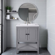 24" Bathroom Vanity with Integrated Ceramic Sink, Floor Standing Single Basin Vanity