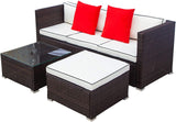 3 Piece Outdoor Patio Conversation Sectional Couches Furniture Set
