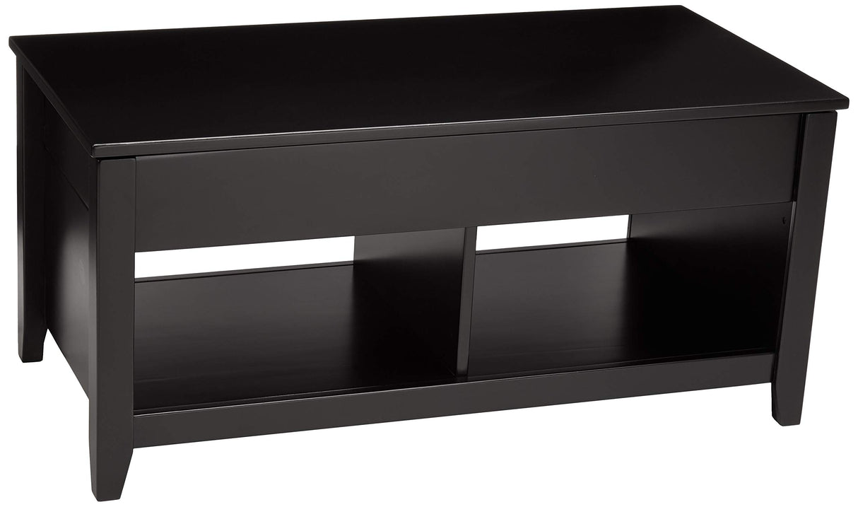 Lift-Top Storage Rectangular Coffee Table, Black, 40 in x 18 in x 19 in