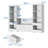 4 Tier Book Shelf, 9 Cube Storage Organizer Bookshelf with Drawers