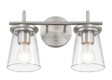 Connell 2 Light 14.5 in. Brushed Polished Nickel Finish Vanity Light with Clear Glass