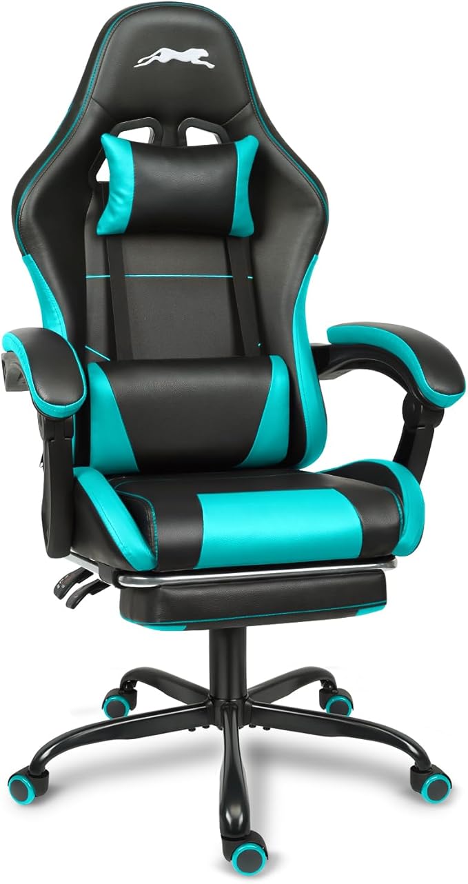 Gaming Chair with Footrest, Height Adjustable Game Chair with Lumbar Support, Video