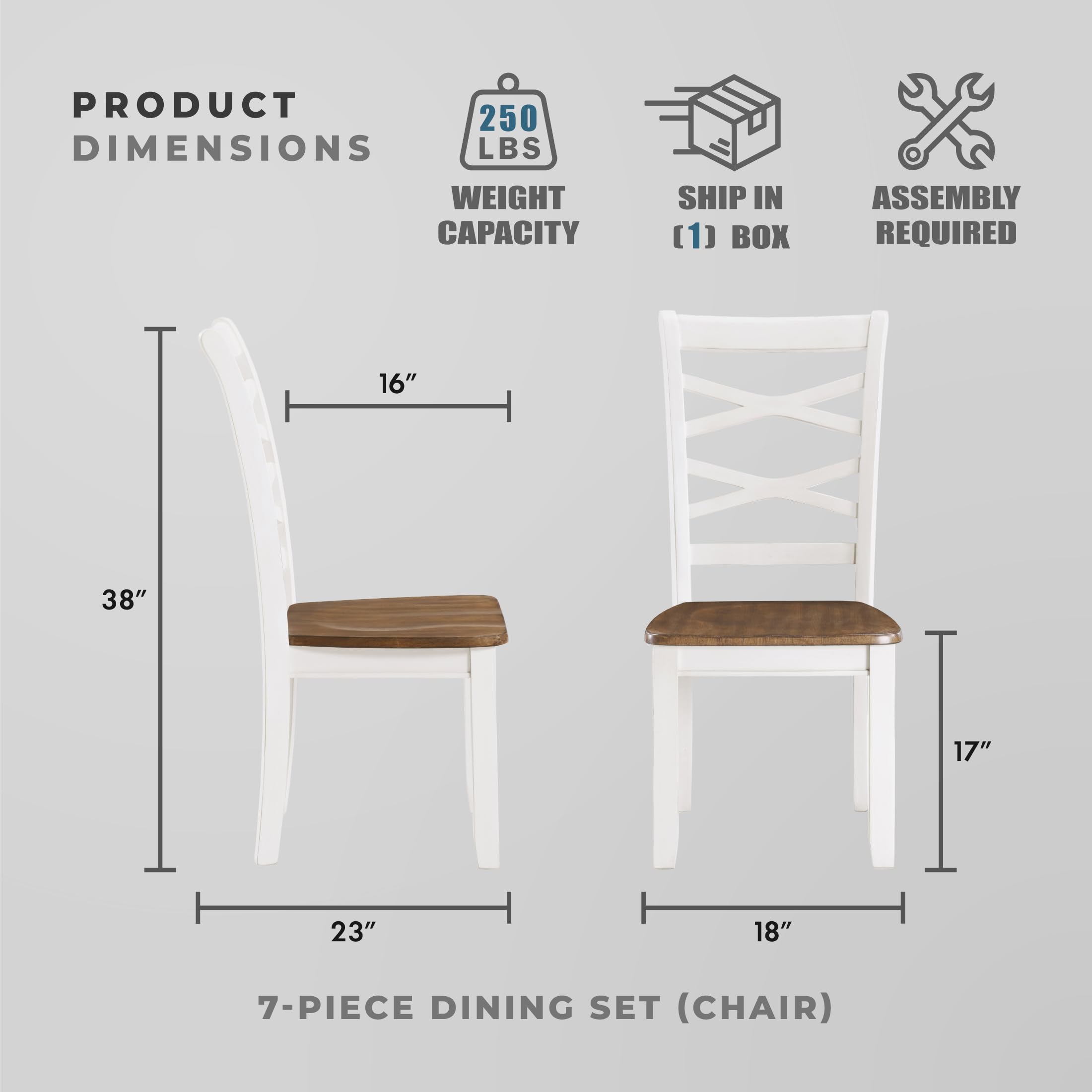 7-Piece Farmhouse Dining Table Set with Cross Back Chairs