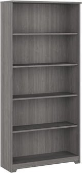 Cabot Tall 5 Shelf Bookcase | Large Open Bookshelf in White | Sturdy Display Cabinet