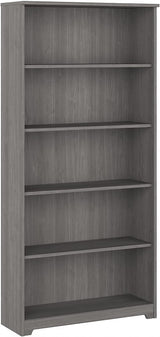 Cabot Tall 5 Shelf Bookcase Large Open Bookshelf in Espresso Oak Sturdy Display Cabinet