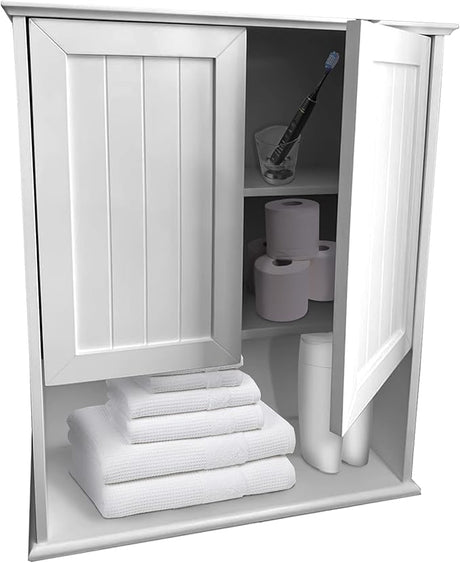 Bathroom Wall Mount Storage Cabinet, Medicine Organizer with 2 Doors & Adjustable Shelf