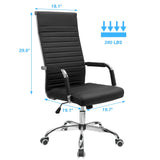 Ribbed Office Chair High Back PU Leather Executive Conference Chair