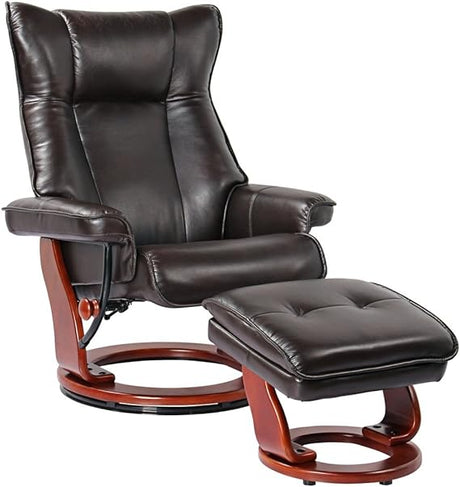 Morgan Stucco Swivel Faux Leather Recliner with Ottoman Chair