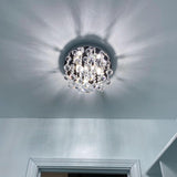 Modern Round Crystal Chandelier Ceiling Light,3 Light Crystal Flush Mount Small