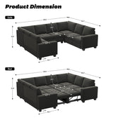 Modular Sectional Sleeper Sofa with Pull Out Couch Bed Oversized U Shaped Sectional