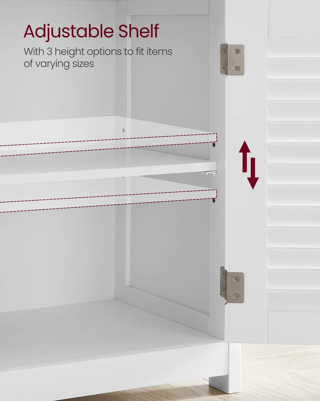 Bathroom Floor Cabinet, Bathroom Storage Cabinet, Freestanding, with Double Shutter